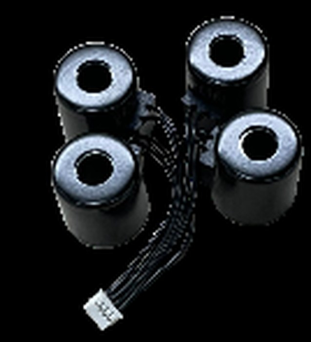 Four black solenoid coils